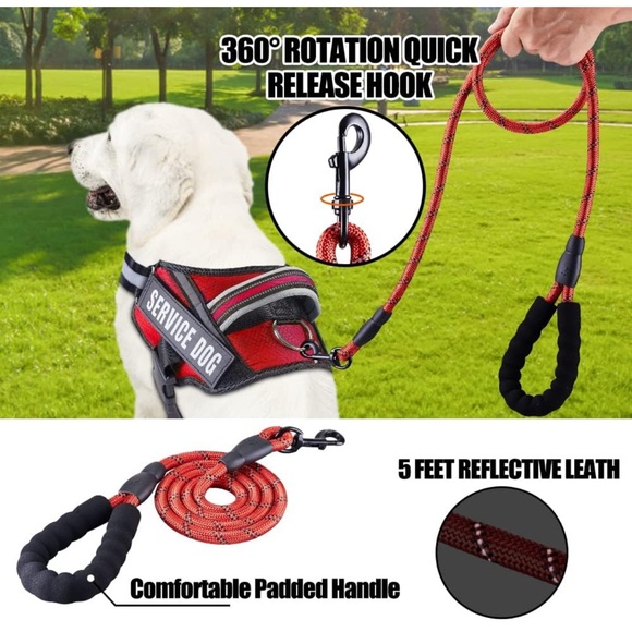 Service Therapy Dog Harness and Leash Set with removable Velcro patches - Picture 2 of 7